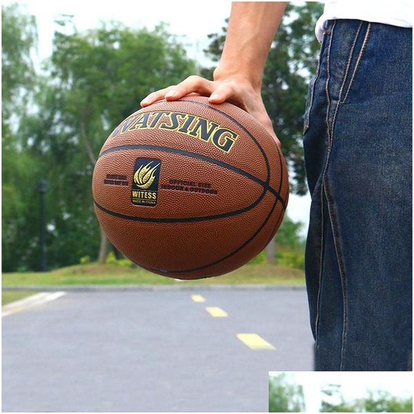 Palline Witess Cina Pallone da basket di alta qualità Taglia ufficiale 7 Pu Leather Outdoor Indoor Match Training Uomo Donna 230811 Drop Deliver Dhmez