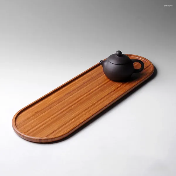 Bandejas de chá feitas à mão bandeja elíptica durável China Kongfu acessório material de bambu natural copo pote palete