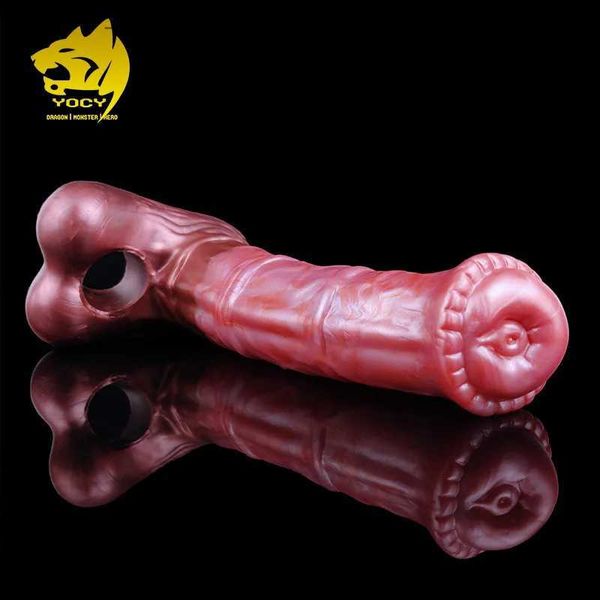 Outros itens de massagem YOCY Horseshoe Penis Expander Soft Silicone Dick Set Real Animal Hollow Falso Penis Sex Toy Q240329