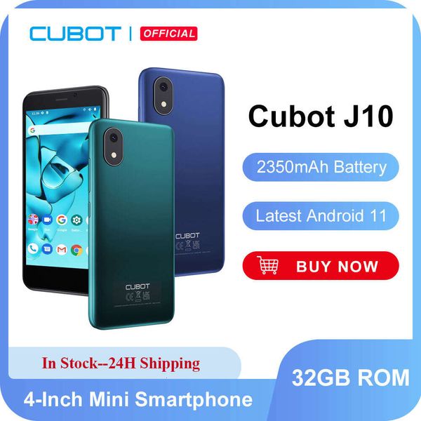 Cubot J10 Smartphone Mini telefono da 4 pollici 2350mah 32GB ROM 5MP Fotocamera posteriore Google Android 11 Doppia SIM Card Telefono 3G Face ID