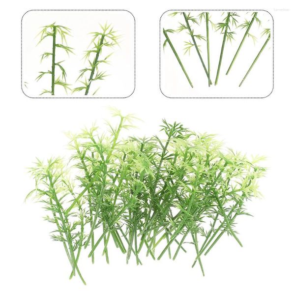 Flores decorativas 40pcs árvores de bambu falsas mini jardim paisagem plástico para