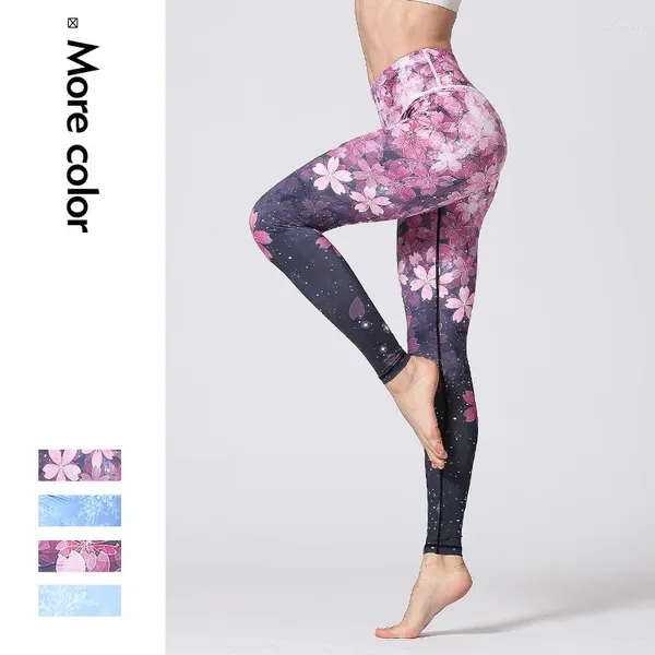 Calças ativas yoga mulheres flor cintura alta esportes leggings menina collants push up trainer correndo calças treino controle de barriga
