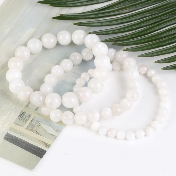 Natural moonstones pedra pulseira grânulos jóias presente para homens proteção de saúde magnética feminino fio elástico 6 8 mm 240315