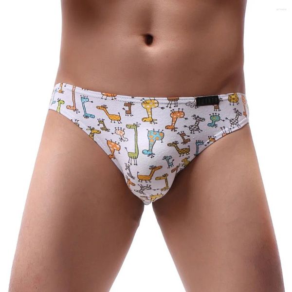 Mutande Slip in cotone Intimo da uomo Mutandine maschili sexy Bikini gay Slip super morbido Mutande stampate a cartone animato carino9M3