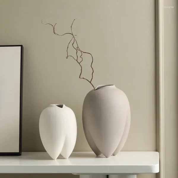 Vasos casa cor lisa minimalista grande barriga vitrificada vaso de cerâmica decoração modelo quarto flowerware