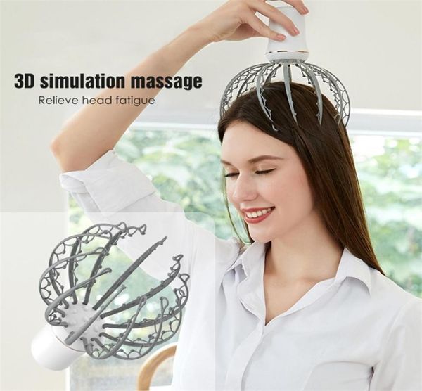 Электрический массажер для кожи головы с когтями осьминога, терапевтический скребок для головы, облегчение стимуляции волос, перезаряжаемый стресс, беспроводной 2202228083208