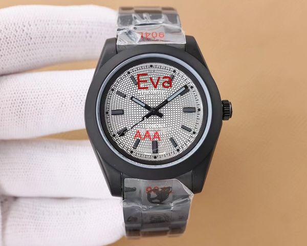 Relógio masculino 40mm movimento mecânico automático importado lente de janela convexa 904l superfície de névoa preta vidro de safira