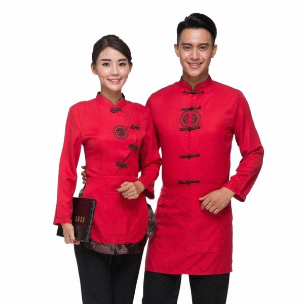 Spedizione gratuita Tea House Lg Manica Uniformi da lavoro Costumi tradizionali cinesi Spezzatino Cameriere Tang Camicia uniforme + Set aprile Vendite N1a2 #