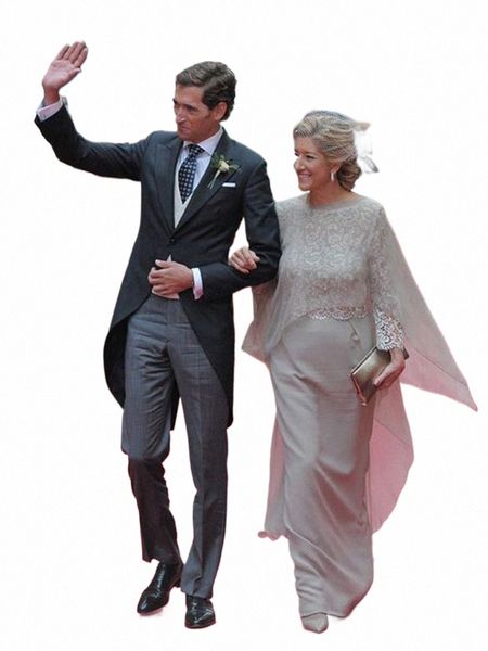 Mutter der Braut Kleider für Hochzeit 2023 mit Cape Grau Elegante Vestido de Madrinha Farsali Vestidos de Novia Formelle Kleider o7rK #