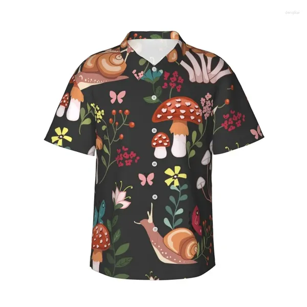 Camisas casuais masculinas havaianas cogumelo âncoras beacon impressão manga curta verão férias praia mulheres criança desenhos animados bonito camisa tops