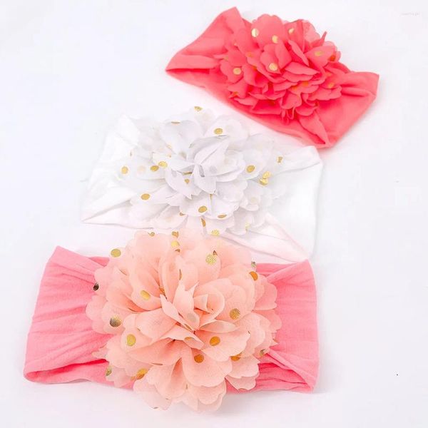 Acessórios de cabelo cor sólida flor bebê larga bandana macia estiramento chiffon banda para infantil nascido headwraps meninas