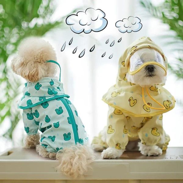 Cão vestuário capa de chuva impermeável macacão bonito dos desenhos animados poodle bichon schnauzer pomeranian yorkshire roupas para animais de estimação