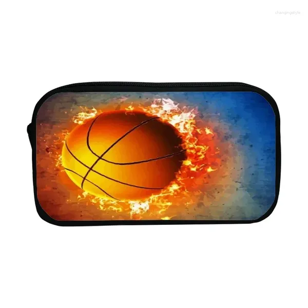 Kosmetiktaschen, Flammen-Basketball-Federmäppchen, große Kapazität, Cartoon-Stifttasche, Mädchen, Schulbedarf, Junge, multifunktionale Schreibwarenbox