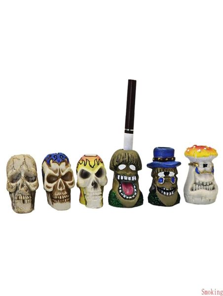 Керамические нюшки для сигарет с черепом, мгновенный мини-огнетушитель, костюм, держатель для пепельницы, контейнер для курения табака для дома, на открытом воздухе Indo2366882