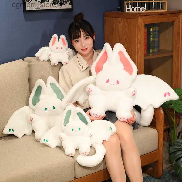 Animais de pelúcia de pelúcia 35-55cm Magical Spirit Rabbit Plush Toy Kawaii Bat Bunny Bonecos de pelúcia desenho animado Toys de coelho completo Creative Decorate Girls Girl240327