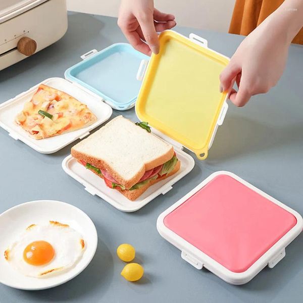 Stoviglie Portatile Sandwich Lunch Box Fresh Keep Contenitore di stoccaggio Snack Colazione Bento Scatole in silicone per lavori all'aperto