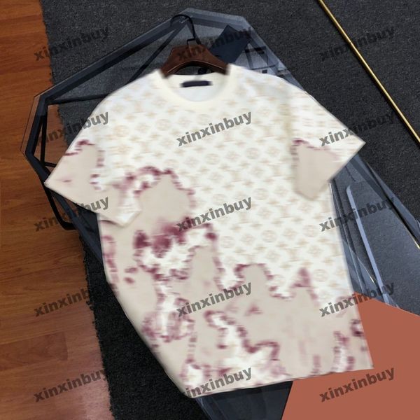 xinxinbuy Herren Designer T-Shirt 2024 Italien Fire Cloud Letter Printing Kurzarm Baumwolle Damen Grau Schwarz Aprikose XS-2XL