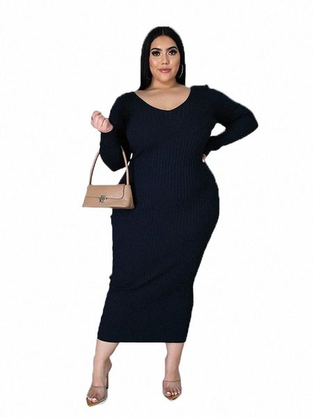 somoia Plus Size Damenbekleidung Lg Sleeve Rib Pit Knit Cott Plain Casual Dr für Schwangere Frauen Bequeme Dres 983m#