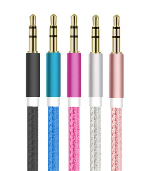 Kabel vergoldet 35 mm Aux mm auf 35 Stecker Stecker Kopfhörer Audiokabel für mobile Lautsprecher Nylon Telefon Pqwdb3377690