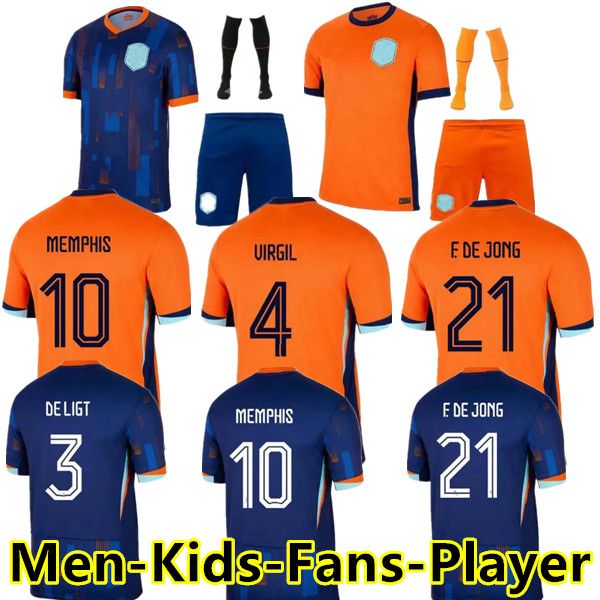MEMPHIS 2025 Holanda 24 25 Holland Club Jersey JONG VIRGIL DUMFRIES BERGVIJN Camisa 2024 KLAASSEN BLIND DE LIGT fãs versão jogador masculino kit infantil camisa de futebol