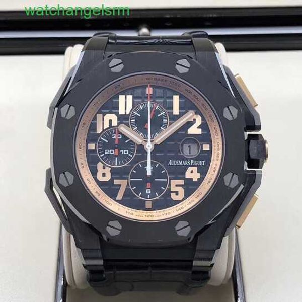 Swiss AP Armbanduhr, Herrenuhr, Royal Oak Offshore-Serie, 48 mm Durchmesser, schwarze Keramik, Zeitkalender, automatische mechanische Herrenuhr 26378IO.OO.A001KE.01