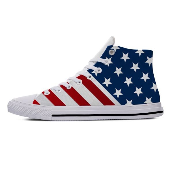 SCARPE USA America American Flag Stars Patriotic Pride Cash Cash Cloh Shoes High Top Lightweigh