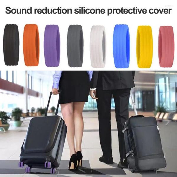 Estatuetas decorativas protetores de roda de bagagem de longa duração silicone mala rodas protetor colorido absorção de redução de som