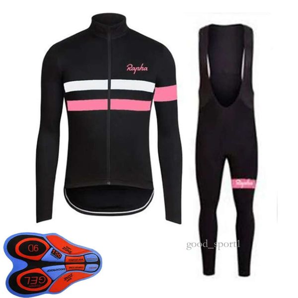 Rapha Cycle Primavera / outono Conjunto de camisa de ciclismo da equipe Camisas de manga comprida Bib Calças Terno Roupas de bicicleta Uniforme de corrida de bicicleta Desgaste esportivo ao ar livre Rapha Cycle 289