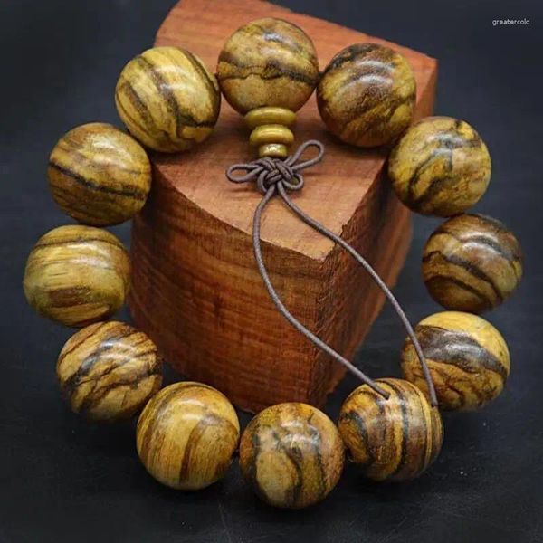 Strand indonésio huaqinan sândalo agarwood buda grânulo pulseira para homens e mulheres contas de oração jóias de madeira