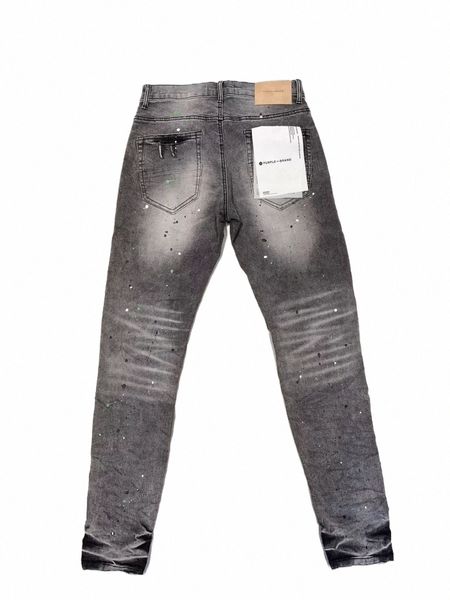 Lila Marke Denim Jeans Herren Distred Streetwear FI Slim Paint Graffiti Beschädigte Ripped Hip Hop Jean Hosen D3uj #