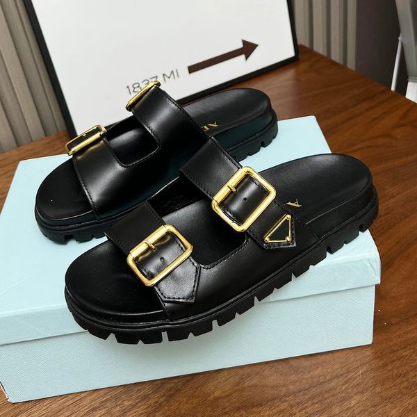 Helas de chinelos de chinelos de chinelos de alta qualidade Moda Sandálias de luxo Sapatos de praia casual Sapatos de verão Tarado à mão Genuine Leather E0369