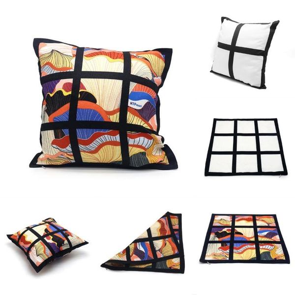 2024 Hot Selling Leinen-Nine Palace Grid Pillow Covers und Throw-Kissen-Cover können ein Stück im zentralen E-Commerce drucken