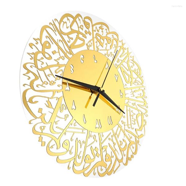 Orologi da parete Orologio rotondo Decorazione Ramadan Oro Regalo musulmano di inaugurazione della casa per camera da letto Acrilico senza ticchettio Ufficio muto