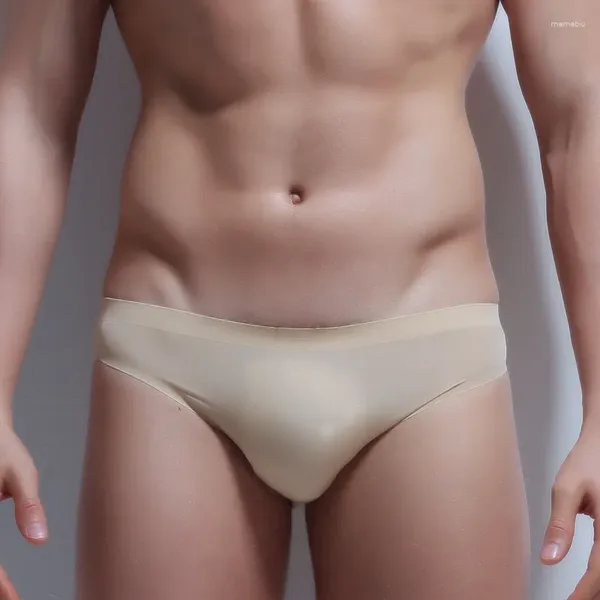 Mutande Slip da uomo Intimo di seta di ghiaccio Mutandine trasparenti senza soluzione di continuità per pene Plus Size Slip bikini trasparenti ultrasottili Hombre Gay Tanga