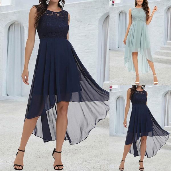 Vestidos casuais dama de honra para mulheres cocktail noite elegante casamento festivo sem mangas comprimento médio roupas rendas