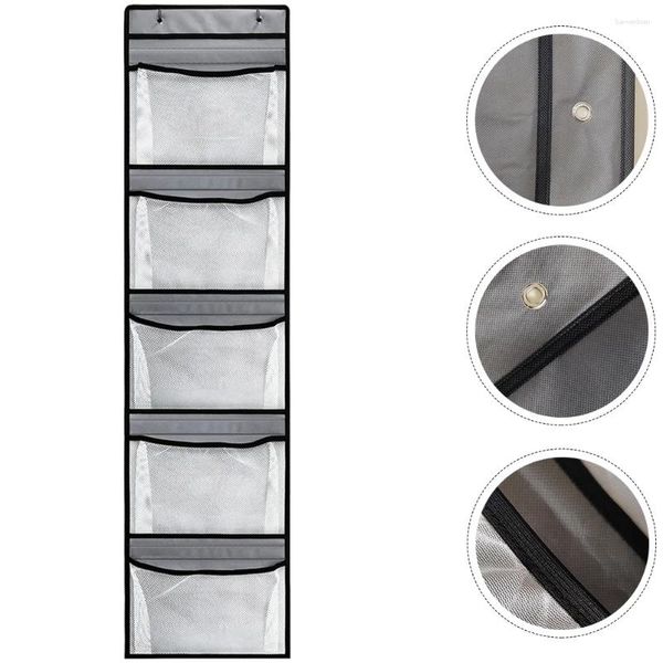 Sacos de armazenamento 5 compartimentos pendurado saco rolando casa organizador bolsos montagem na parede armário porta rack jóias ornamento