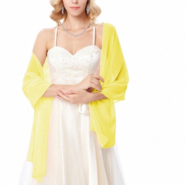 Mulheres Lg Amarelo Chiff Muslin Wrap Evening Party Roubou Casamento Nupcial Dama de Honra Wrap 16 Cores Cabo Verde Mint Amarelo 35Rq #