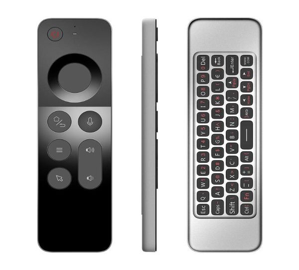 Smart Home Control W3 Wireless Air Mouse ultrasottile 24G IR Learning Voice Remote con giroscopio amplificatore Tastiera completa per Android T8836058