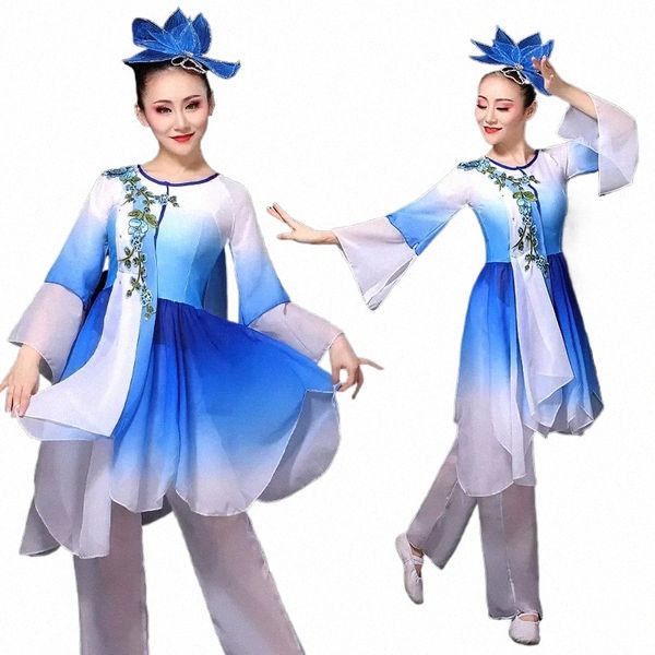 Chinês Traditial Fan Dance Clássico Trajes Natial Mulheres Roupas de Dança Folclórica Elegante Yangko Stage Performance Costume Z7gM #