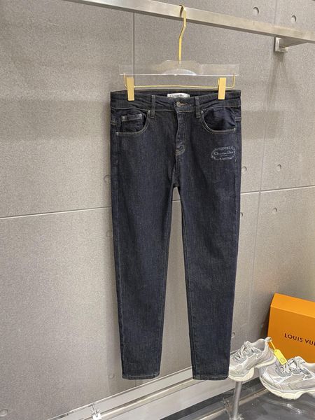 2024 primavera outono frisado zíper jeans masculino luz lavado listrado calças lápis longas wcnz004