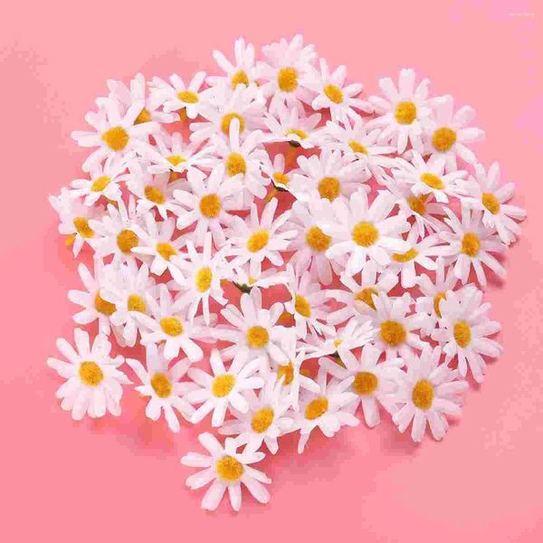 Dekoratif Çiçekler 50 PCS DIY Simülasyon Daisy Saf Renk Kumaş Beyaz El Sanatları Prop Mücevher Aksesuarları - 45 cm çapında