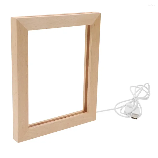 Frames Glühender PO-Rahmen für POS-Leuchtende LED-Holz-3D-Licht-Home-Display-Halter-Geschenk-Tischbild