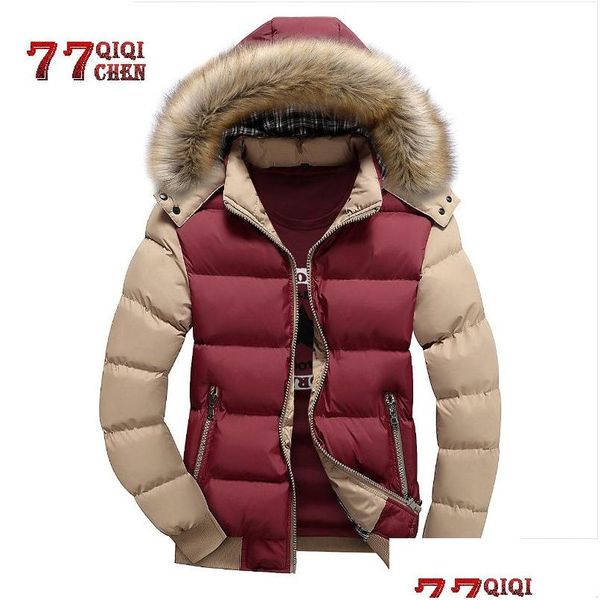 Erkek trenç paltoları marka parkas erkekler artı boyut 5xl kalın sıcak ceket rüzgar geçirmez kürk kaput gündelik pamuk hombre invierno damla dh7be