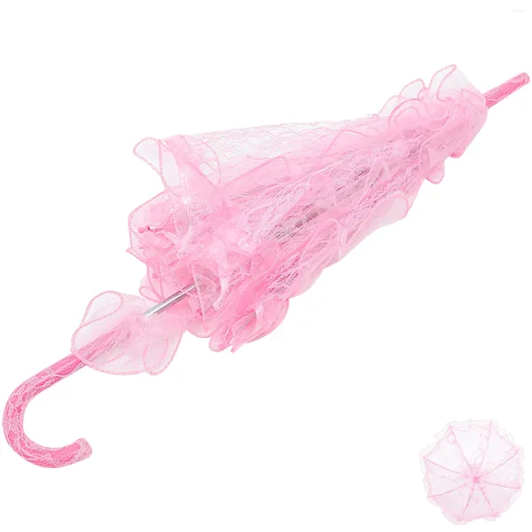 Зонты Стильный зонтик в западном стиле с кружевным зонтиком Fleur для украшения свадьбы невесты - маленький размер (розовый)