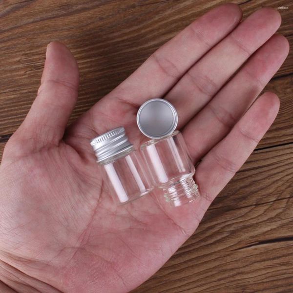 Garrafas de armazenamento 10pcs 6ml 22 35mm vidro transparente com tampas de alumínio minúsculos frascos vazios DIY frascos de artesanato