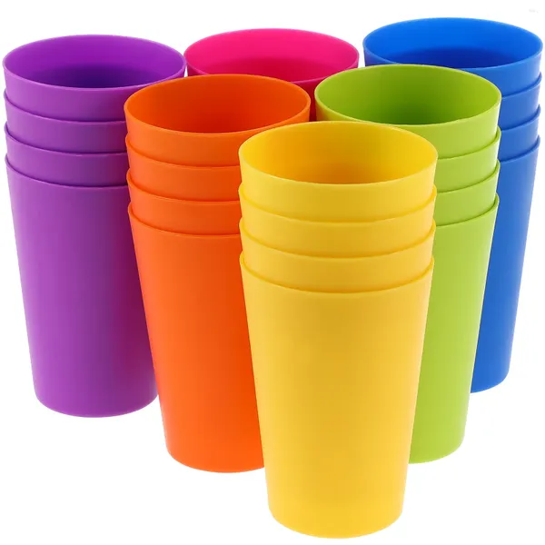 Одноразовые чашки, соломинки, 24 шт., вечерние, разноцветные пластиковые кружки с медведем для напитков, воды