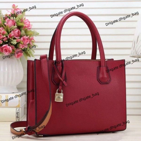 Borse alla moda Borse firmate Borsa da trasporto con manico in morbida pelle di alta qualità con elegante borsa tote a bocca aperta Borsa a tracolla quadrata con motivo litchi per donna