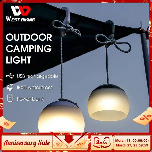 Luz de acampamento portátil usb recarregável gancho lanterna acampamento ajustável ao ar livre à prova dwaterproof água tenda luzes lâmpada mesa emergência 240327