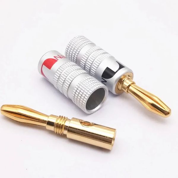 1PCS-5PCS Nakamichi Pure Copper Gilded 4mm Conector de alto-falante / plugue de banana / plugue do alto-falante / sem necessidade de soldar preto + vermelho1.Para o cabo do alto -falante Nakamichi