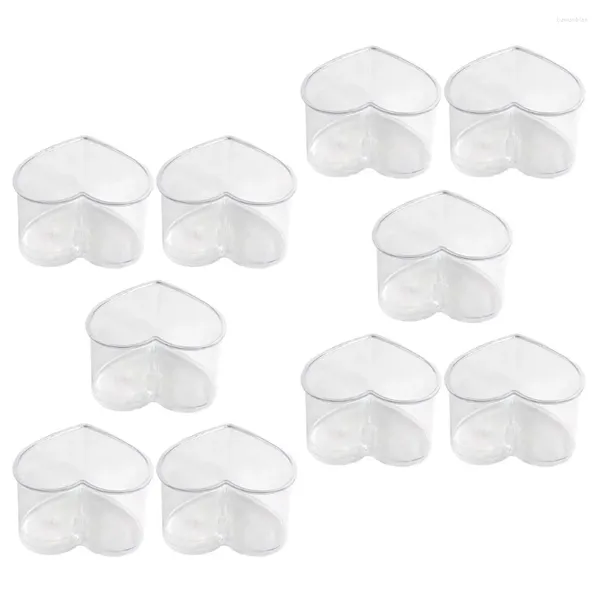 Copas descartáveis palhas 10 PCs Tiramisu Cup em forma de coração Vasitos con Tapadera para Postres Party Party Sobert Plástico Compact